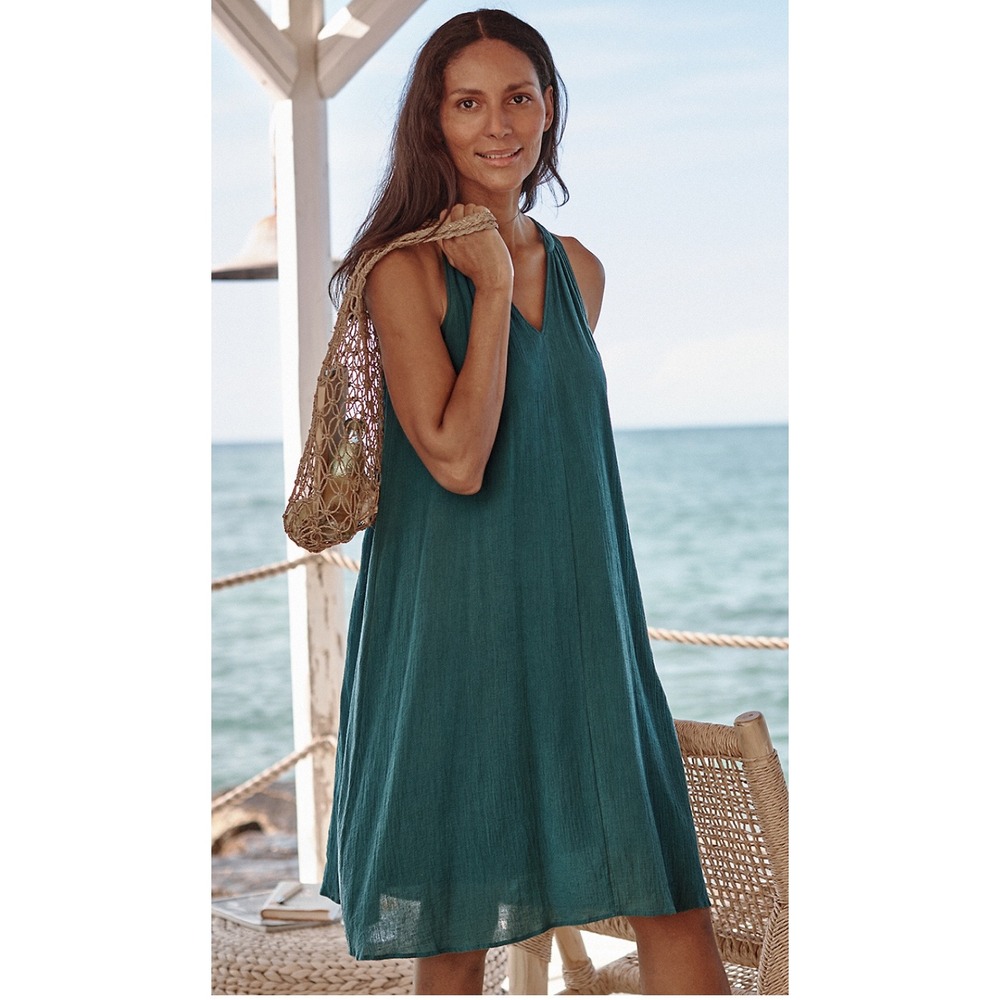 Garnet Hill Teal Sleeveless Swim Coverup
